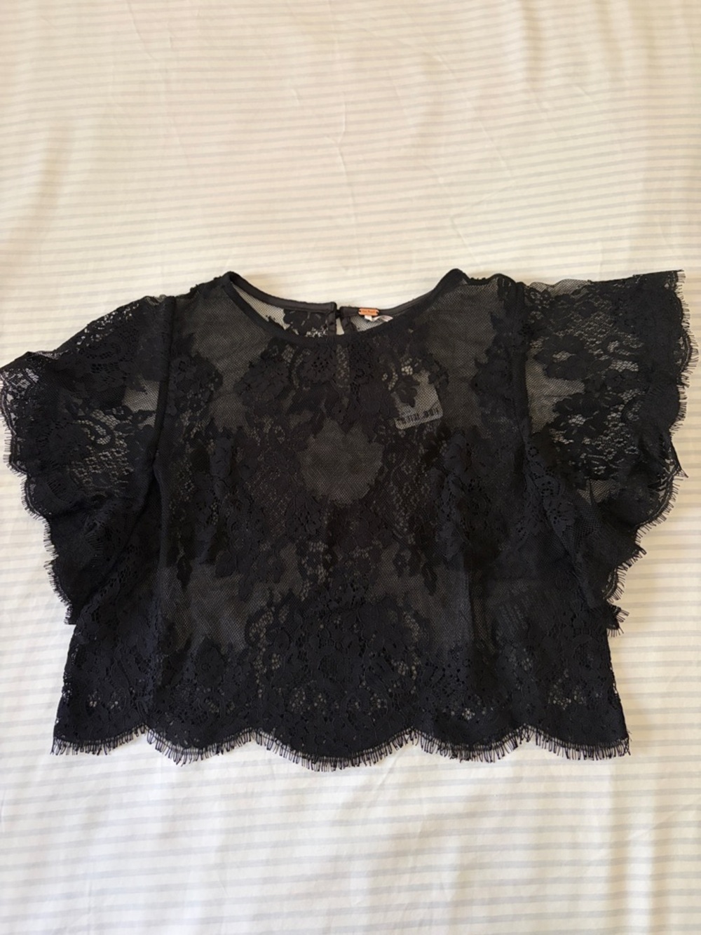 NWT Free People Lunar Ash Lace Top in Black